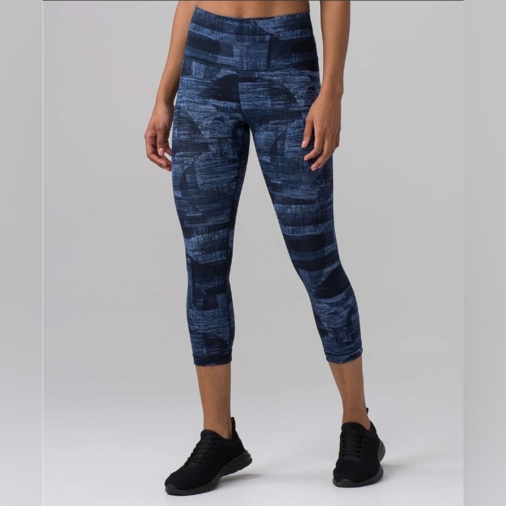 Lululemon Wunder Under Crop High Rise Full-On Luxtreme 21" Navy Blue Leggings
